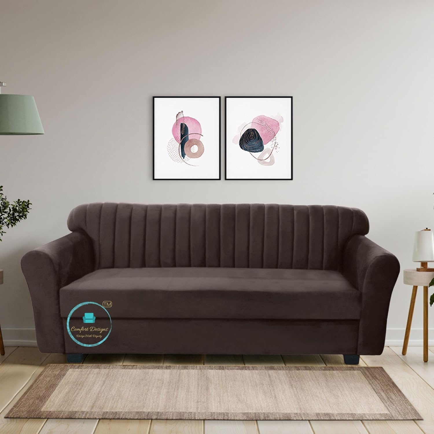 Comfort Designs Altroz 3 Seater Sofa Textured Premium Polyester Fabric 3 Seater Sofa for Leaving Room, Soft, Lightweight, Comfortable Couch Sofa for Seating (Brown) Comfort Designs Altroz 3 Seater Sofa Textured Premium Polyester Fabric 3 Seater Sofa for Leaving Room, Soft, Lightweight, Comfortable Couch Sofa for Seating (Brown)