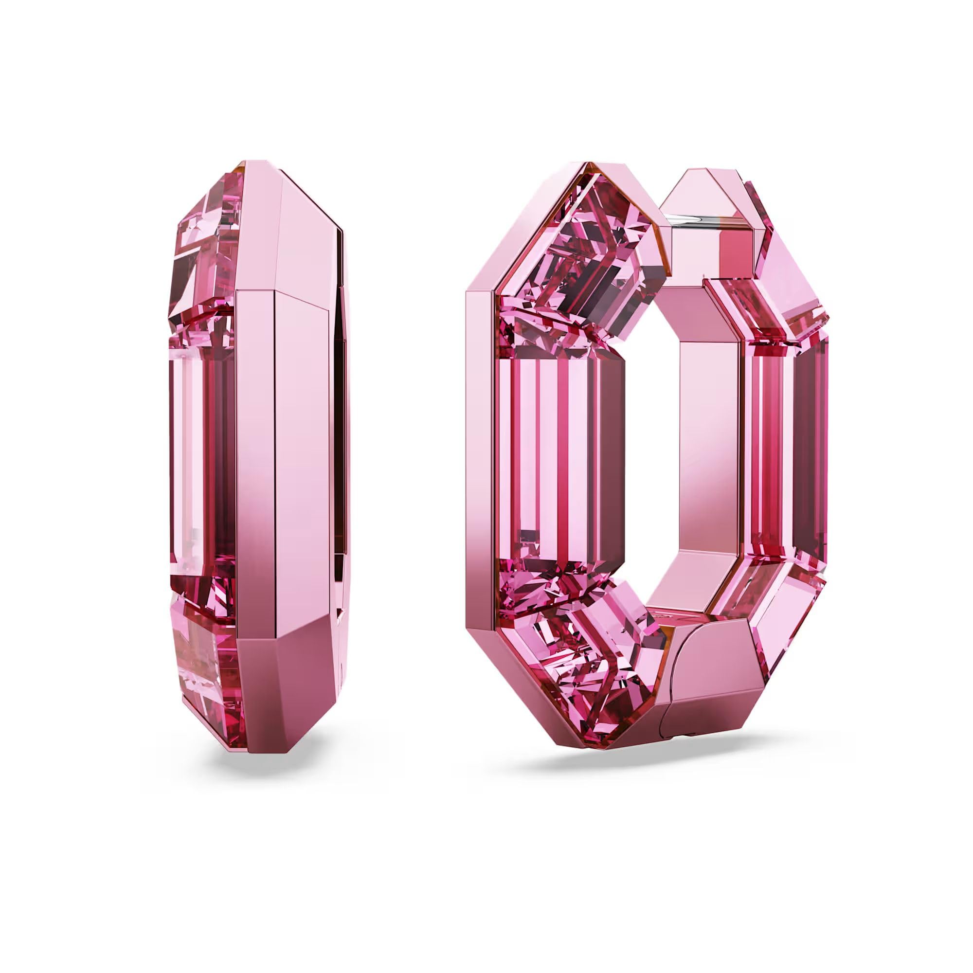 Swarovski Lucent Kreolen, Pinke Statement Ohrringe mit Strahlendem Swarovski Kristall