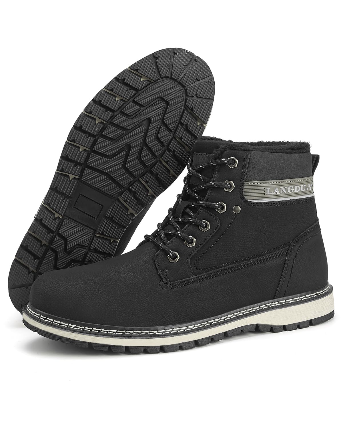 LANGDU Winterstiefel Herren Winterschuhe Schneestiefel Rutschfest Warm Wanderstiefel 41-46EU