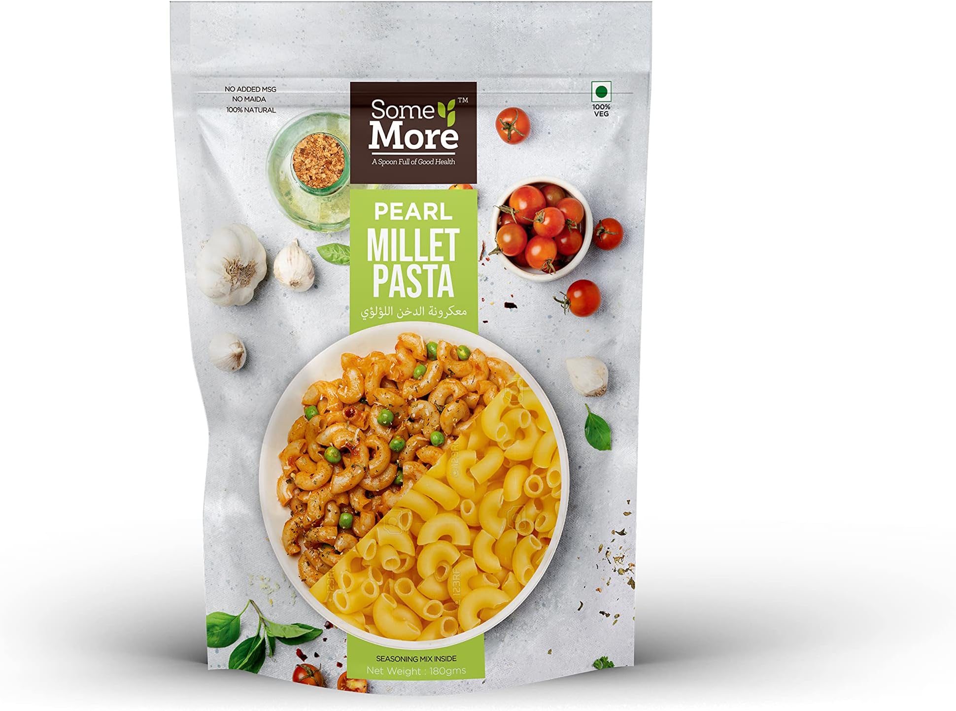Some More Pearl Millet Pasta -180g | High Protein and delicious Delight for Healthy Eating | No added MSG, No Maida and Packed with nutrition | Ideal for Vegans | 100% Natural Ingredients