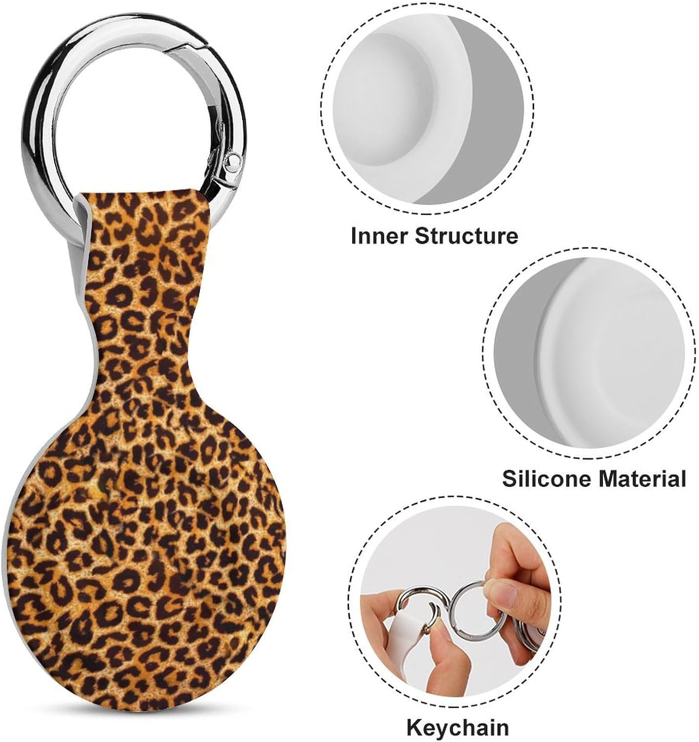 Animal Leopard Print Funny Cover Compatible with AirTag Case Protector GPS Tracker Storage Bag Box with Keychain Novelty Gifts