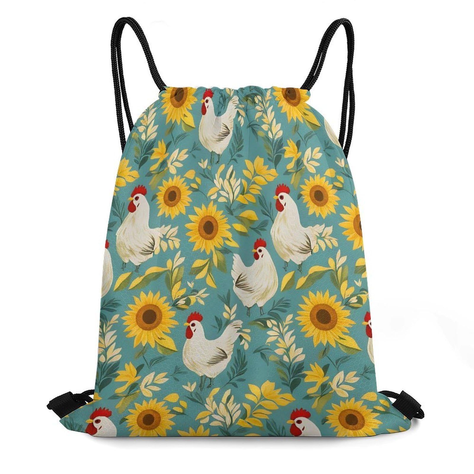 CASOWAT Cute Chicken Drawstring Backpack, Lightweight Daypack for Men Women Fit Travel, Sports, Gym, Travel And Beach 16x14 IN