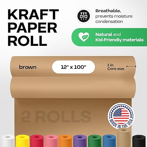 Vista 25 de Rollo de papel kraft marrón de 24 x 2160 pulgadas (180 pies), paquete de 4 – Papel de embalaje marrón hecho en Estados Unidos de 30 libras de grosor