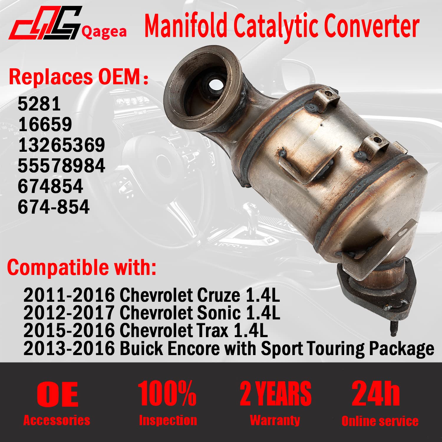 Catalytic Converter Replacement 16659 For Chevy Cruze, Sonic, Trax & Buick Encore 1.4L (2011-2020)