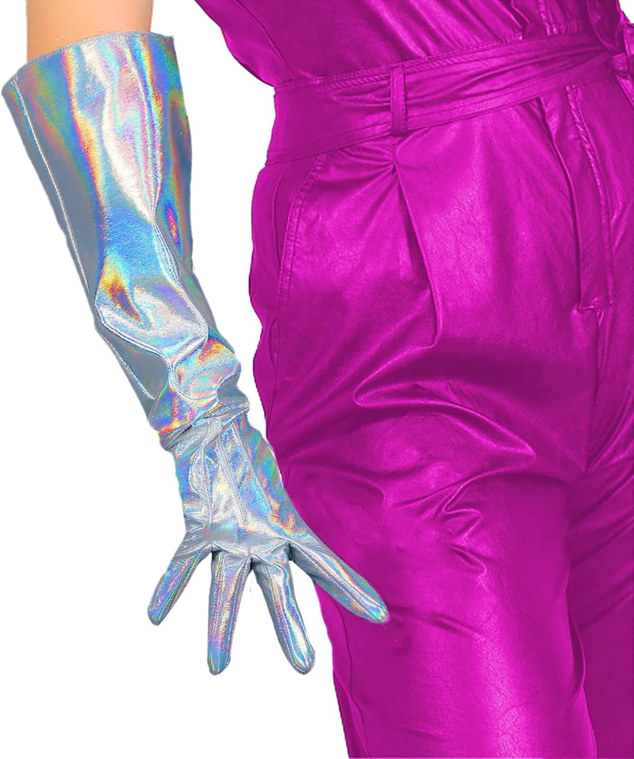 20″ Long Faux Lambskin Gauntlet Gloves for Halloween Cosplay