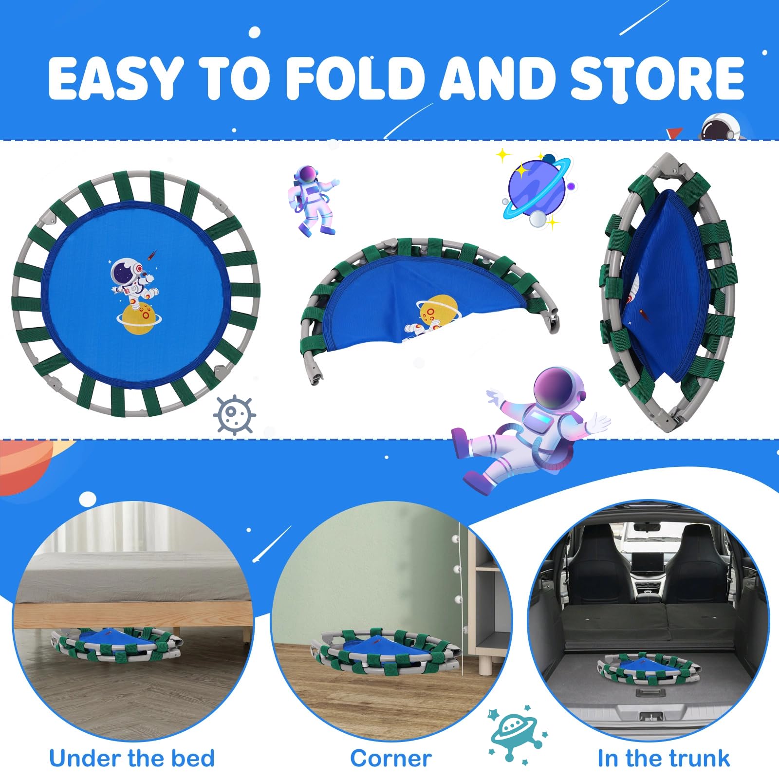91cm Trampolines para Niños de con Reposabrazos de Espuma,Lona de Salto y Protector de Lluvia Trampolín Infantil a Partir de 3 Años,Cama Elástica Niños Interior/Exterior Máx.120 kg
