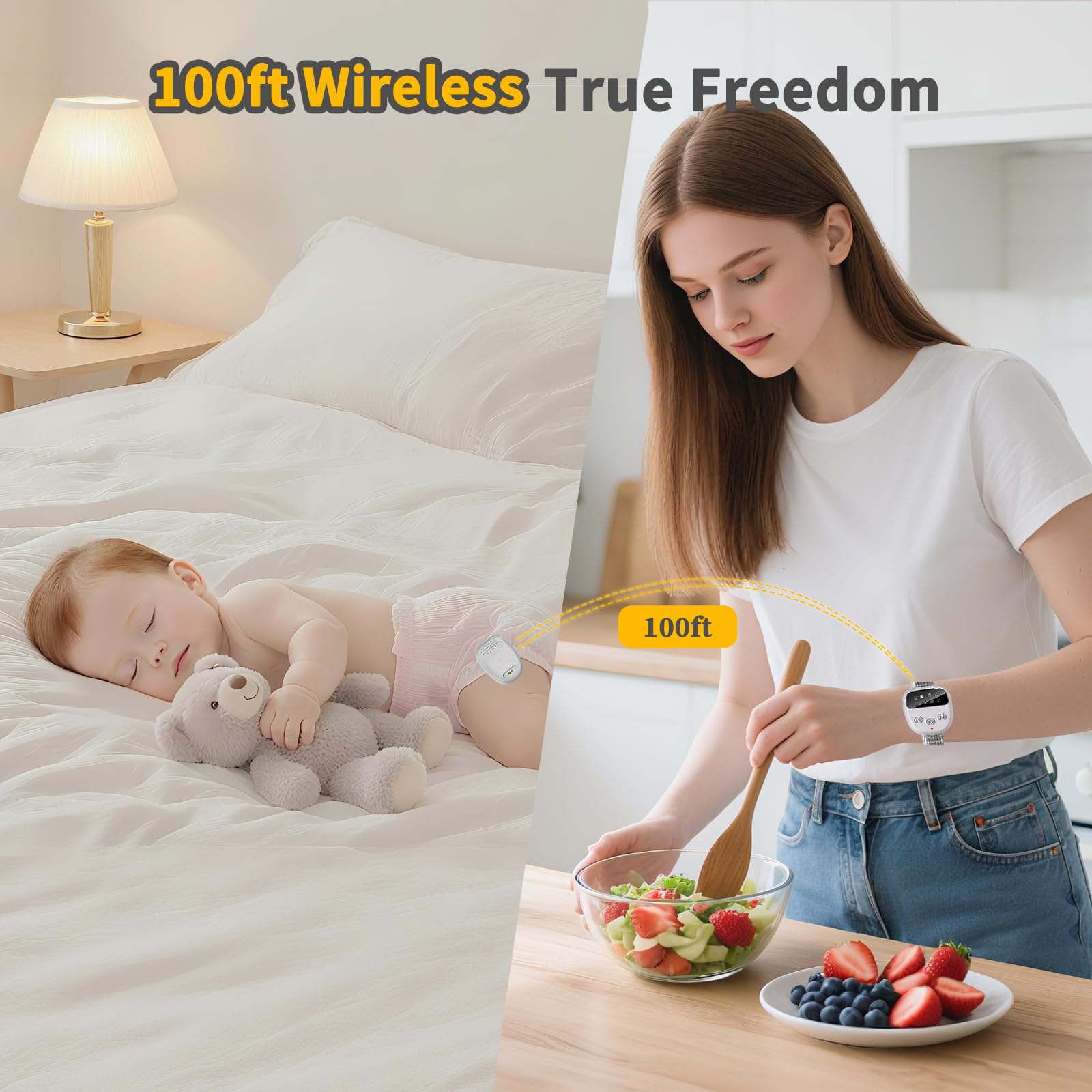 Alarma inalámbrica para niños y adultos, alarma recargable para niños y adultos, dispositivo de entrenamiento nocturno para niños y niñas, dispositivo de recordatorio de eventos de humedad