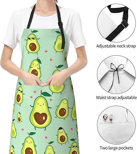 Miniatura 3 de SUNUAN Delantal de aguacate para mujeres y hombres con bolsillos, delantal de cocina, babero para cocinar, hornear, jardinería