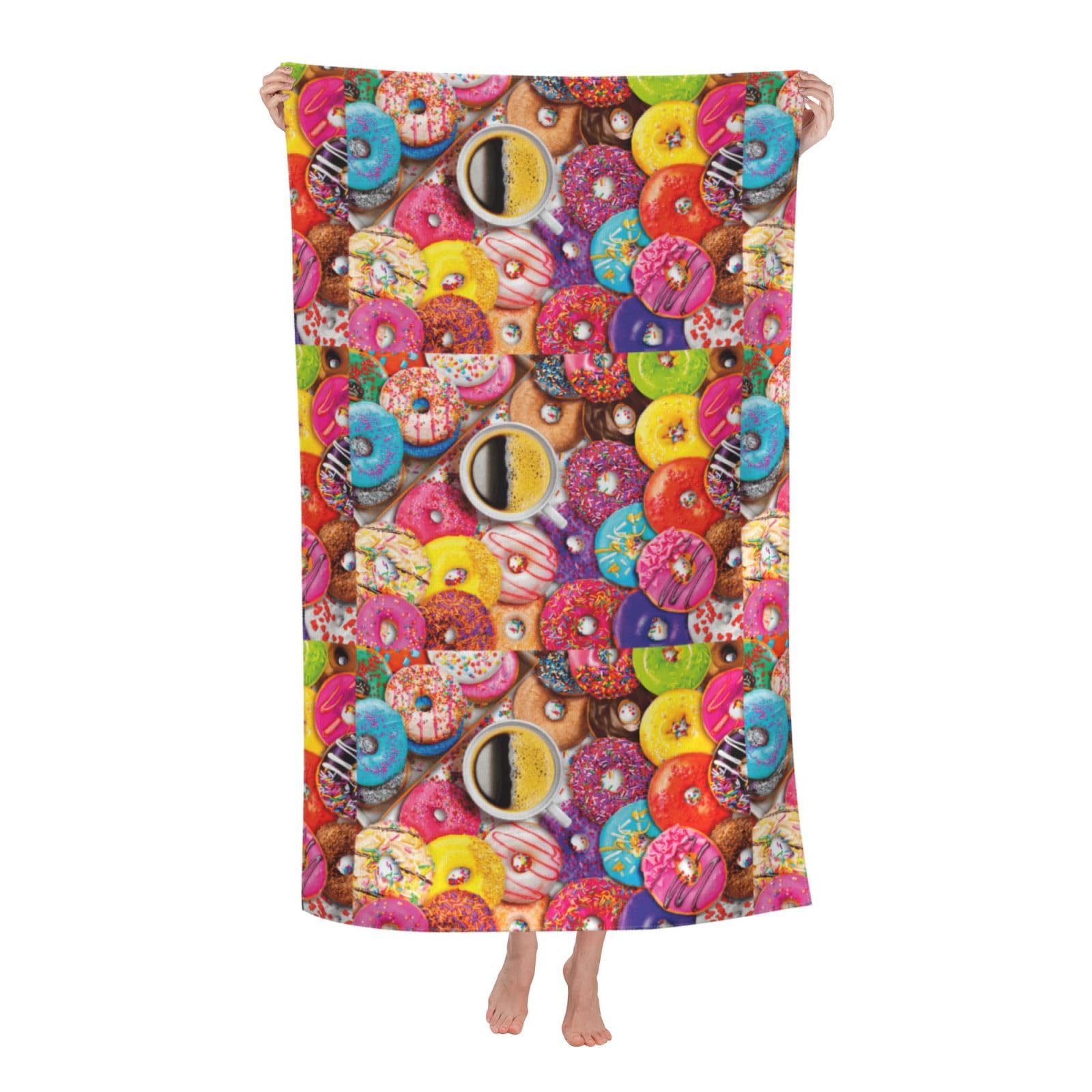 Cbaaghh Coffee And Donuts Print Adult Beach Towels,Beach & Pool Towel,Beach Towels,Towels For Camping