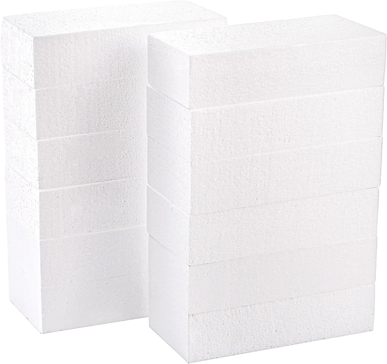 YOUEON 12 Pack Rectangle Foam Blocks 8x4x2 In/20x10x5 cm Craft Foam Square Blocks Hard Foam Boards Styrofoam, Dry Floral Foam Bricks for Arts and Crafts, Floral Arrangements, Modeling White