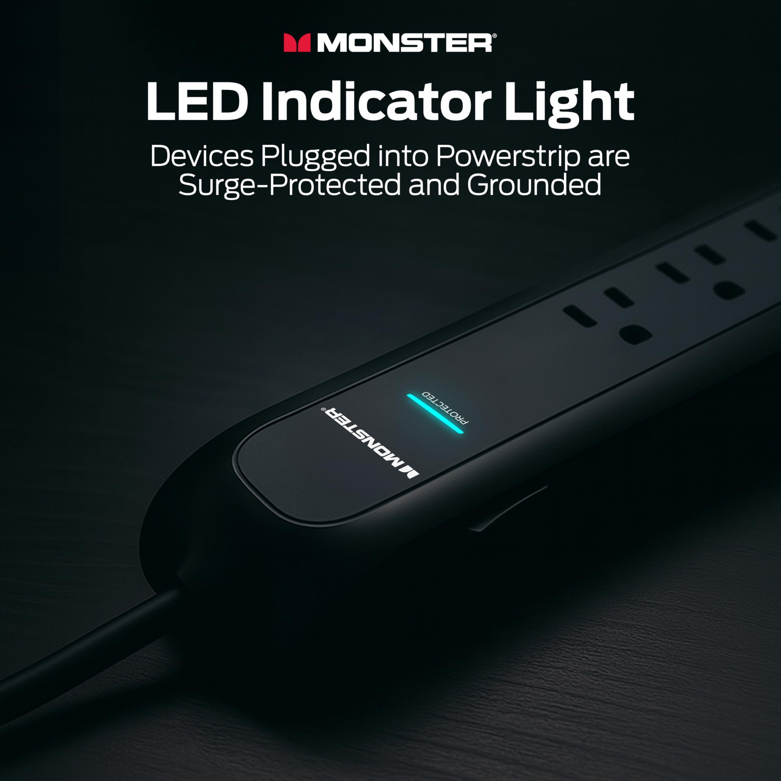 Snapklik.com : Monster 3ft Black Power Strip And Tower Surge Protector ...