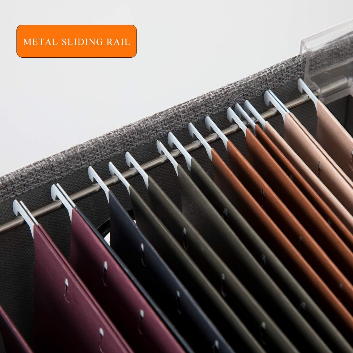 Product Deal Linen File Boxes with Metal Sliding Rail For Letter Size [4pack] File Storage Box with Extra Pocket Storage Collapsible Hanging File Storage Organizer Storage Filing Boxes File Organizer Box