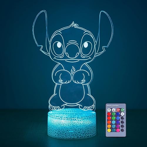 Luz nocturna de puntada de ilusión 3D luz de regalo de puntada con control remoto y tacto inteligente, cosas de costura para decoración de
