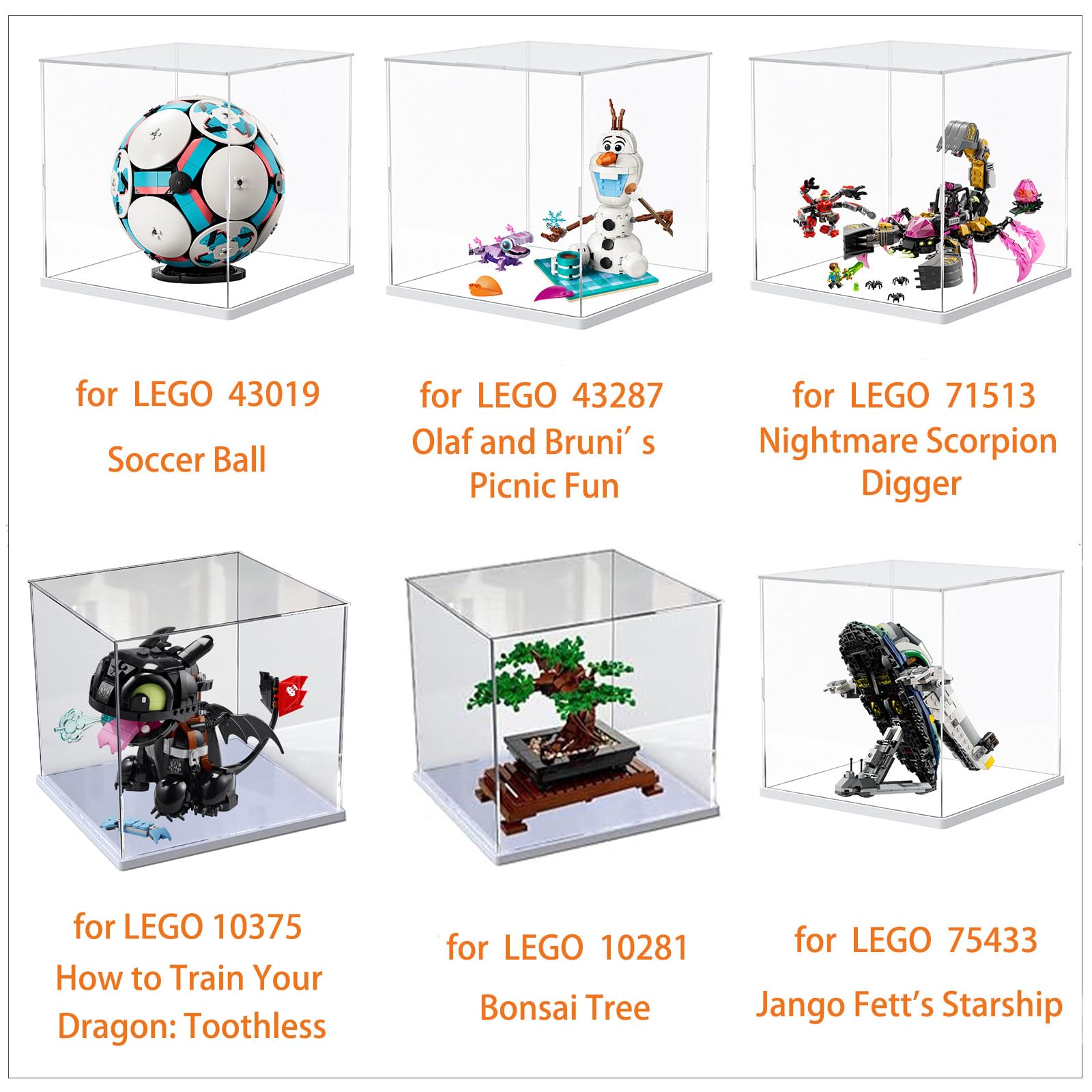Vitrina Expositora para Colecciones Lego 43019 Balón Fútbol 10375 Desdentao 10281 Bonsái 75433 21590 75403 Caja Expositora Metacrilato Transparente 3mm Vitrina Acrílica, Interior Blanco 25x25x25cm - 3