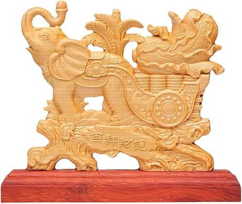 Estatua de elefante de la suerte, figura de elefante de riqueza de madera maciza, decoración de oficina en casa, escultura de arte moderno, estatua