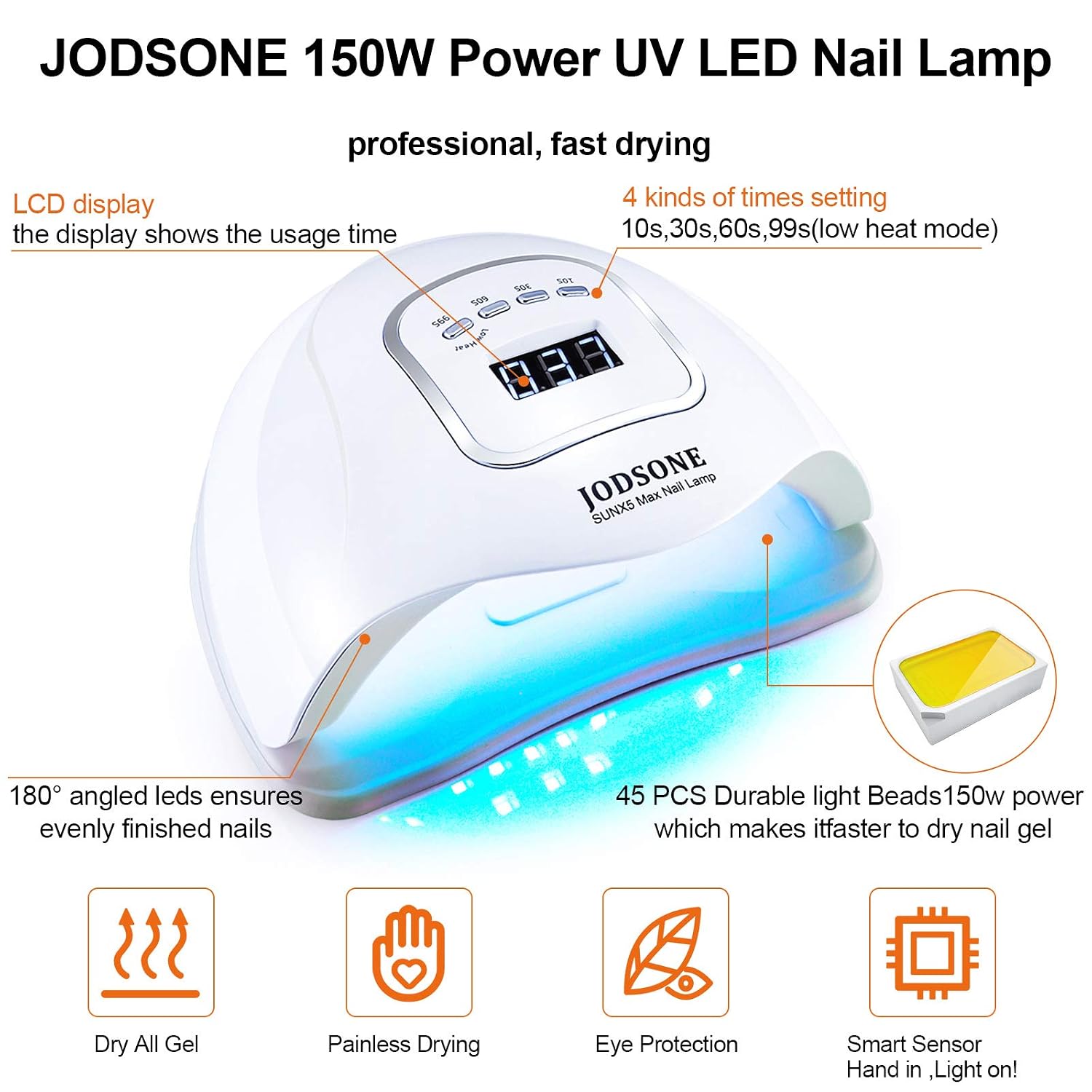 JODSONE Gel Nail Polish Kit with UV Light, 18 Colors Gel Nail Polish Set with 150W UV Led Nail Lamp Base Coat Top Coat DIY Home Manicure Tools Nail art Glitters Rhinestones Gift for Women A018