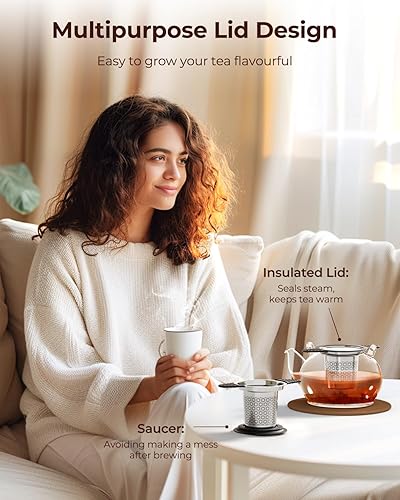 Miniatura 4 de Reinmoson Coladores de té para taza individual de té suelto, acero inoxidable 304 y silicona de grado alimenticio, infusores de té de malla