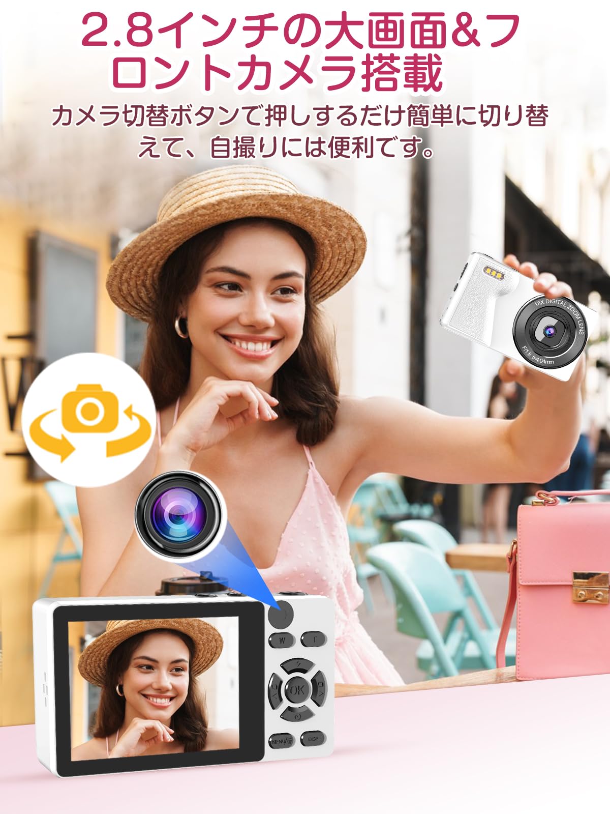 Amazon | 【自撮り機能】QZTCAMERA デジタルカメラ 4K デジカメ 6400万