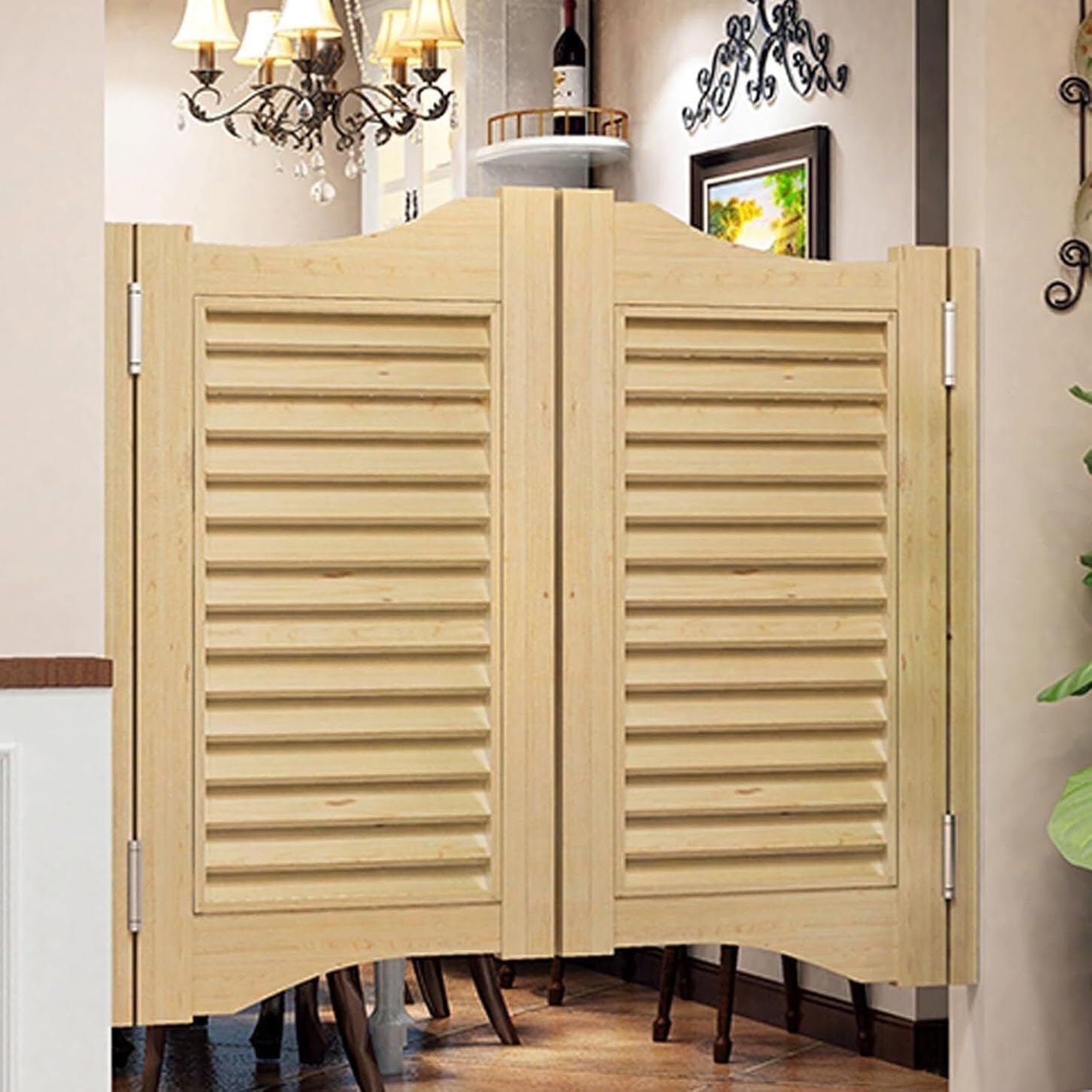 Porte basculanti in legno for bar - Porta a mezza altezza con chiusura automatica e cerniere in acciaio inossidabile for cucina, bar, ristorante(Wood,100x100cm)