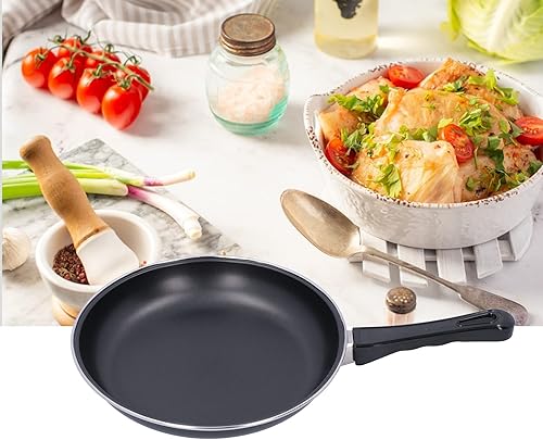 Miniatura 3 de Sartén antiadherente de acero inoxidable de 7.9 pulgadas, sartén profesional redonda negra con mango cómodo, sartén reutilizable para crepes,