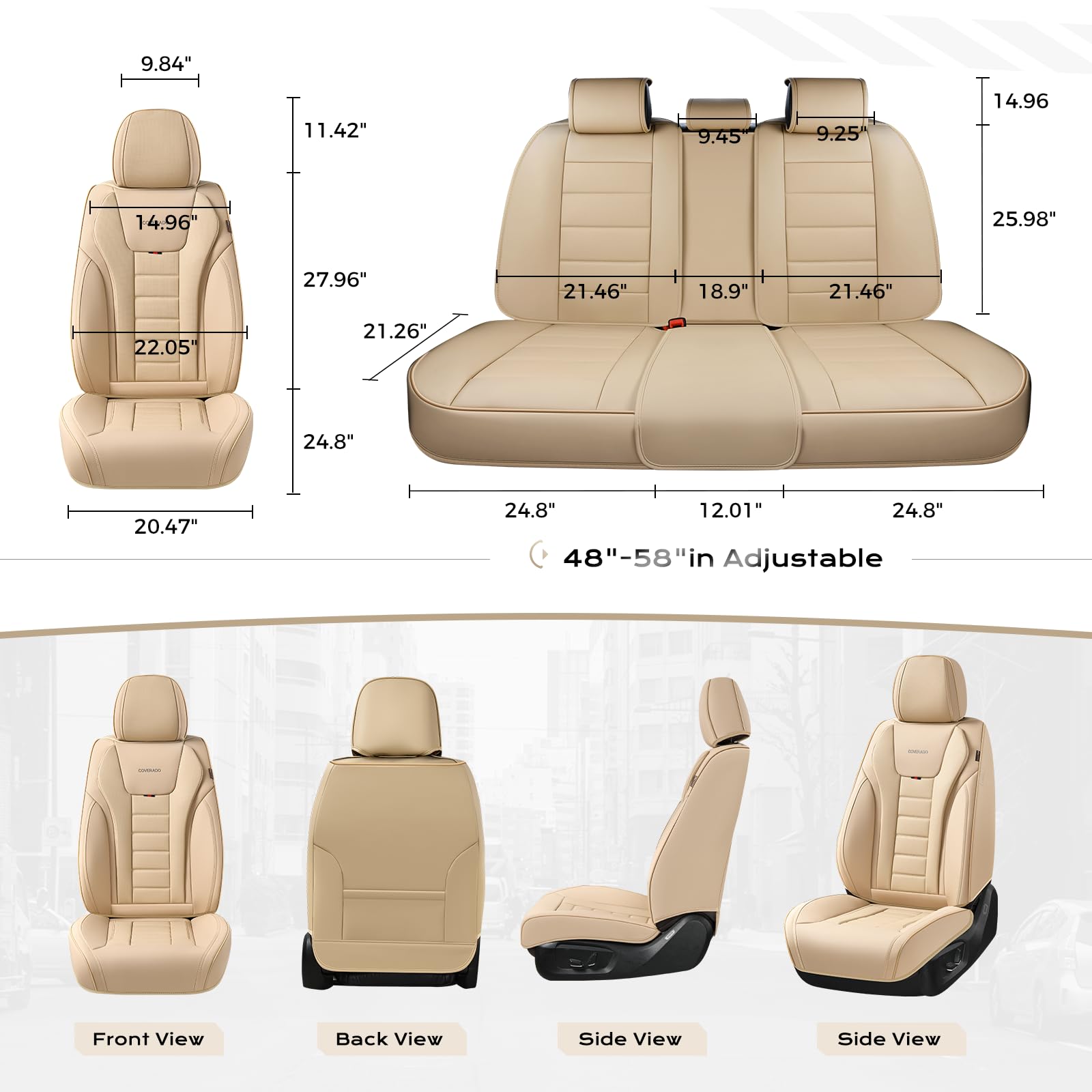 Coverado Car Seat Covers, Front Covers for Cars, Car Seat Cover Front Seats, Automotive Seat Cover, Waterproof, Leather Car Seat Cushion, Universal Interior Covers Seat Protectors for Most Cars