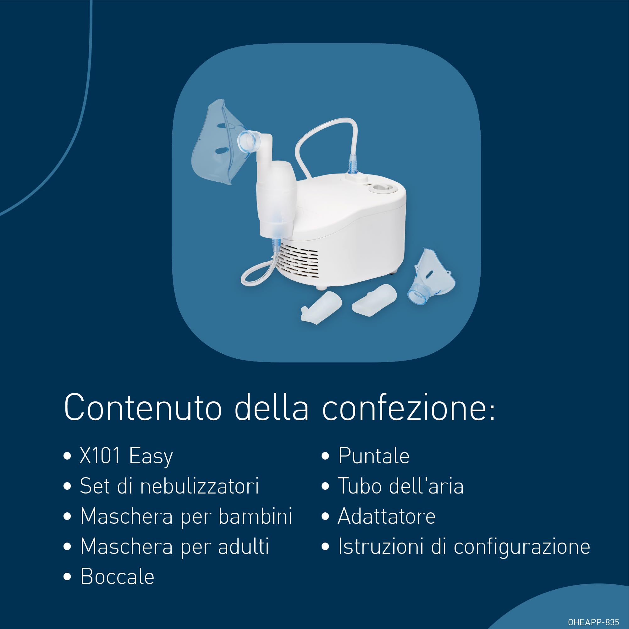 OMRON X101 Easy inalatore per adulti e bambini | Inalatore per il trattamento efficace di raffreddori e allergie, con accessori di qualità, facile da usare e pulire