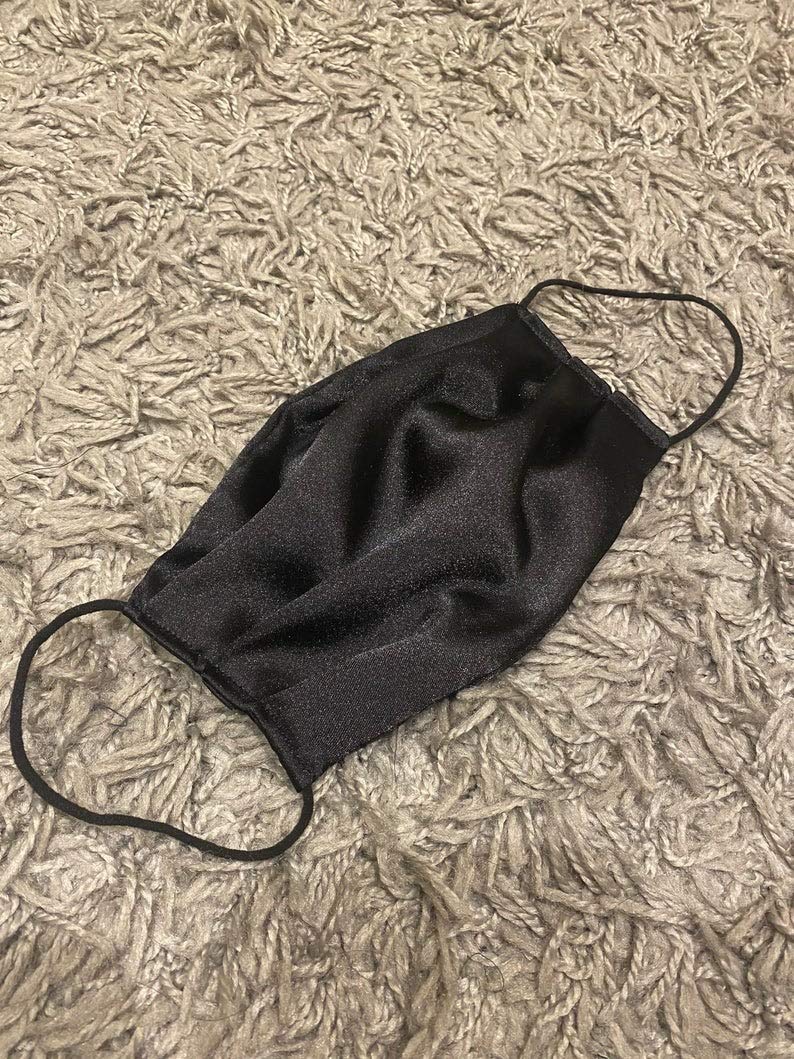 dehman 100 - Percent Silky Satin Silk Face Mask, Breathable Hypoallergenic Face Mouth Protection, Pocket Washable Reusable Soft Elastic,-picture-4