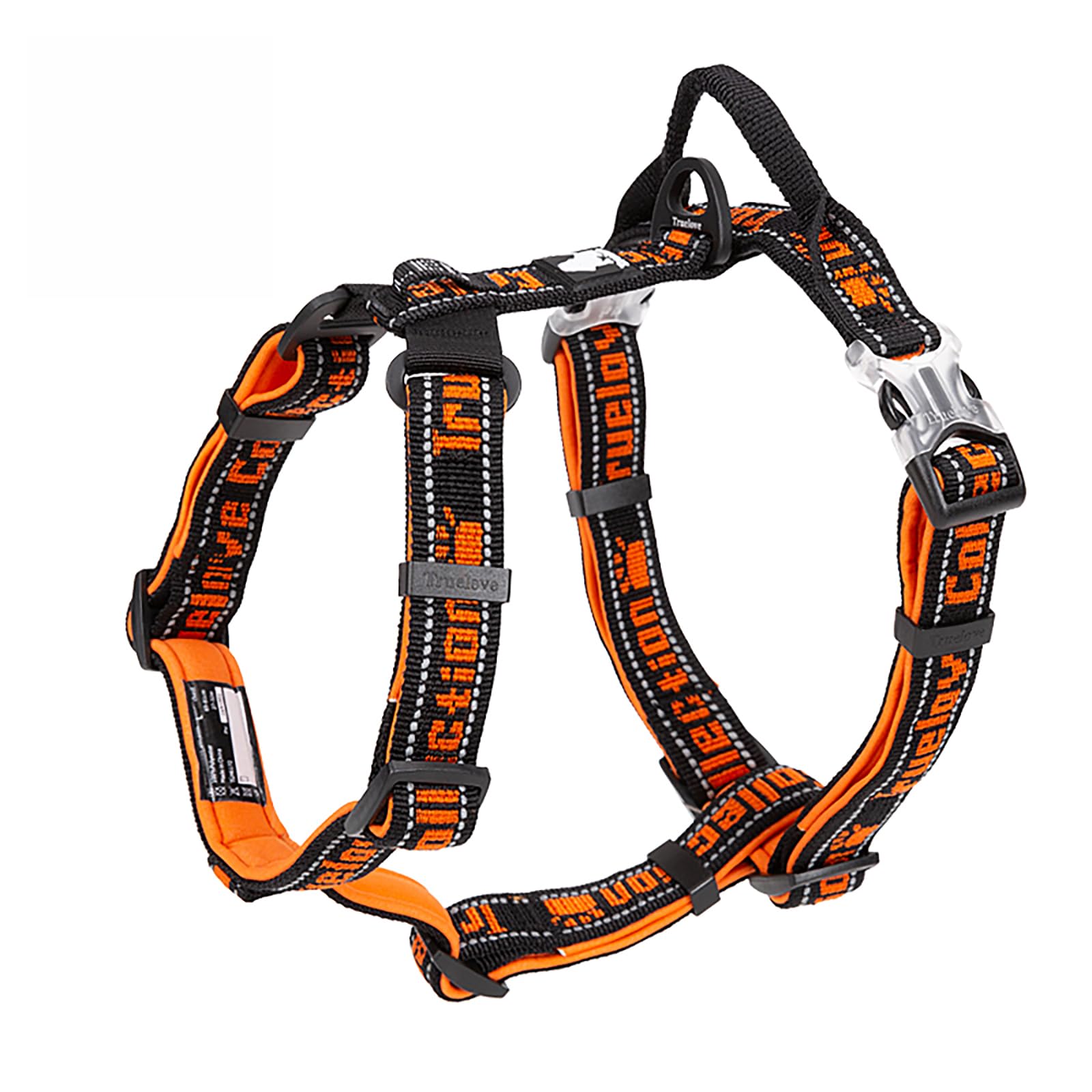 Truelove H-Type Dog Harness, Breathable & Reflective, Black/Orange, L