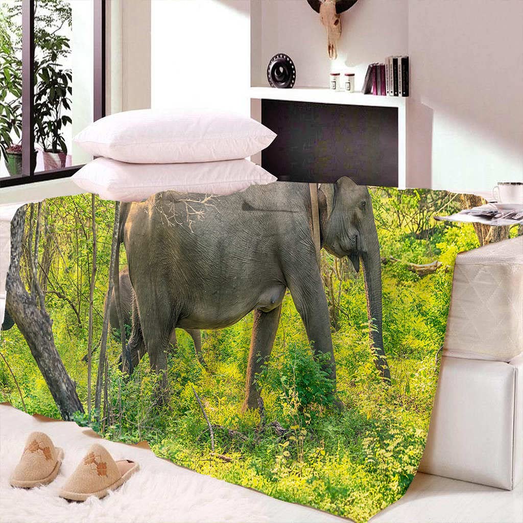 Manta de Franela para Sofá Animales y Elefantes Manta de Franela para Cama, Manta para Mascotas, Mantas Ligeras, Extra Suave Cálido 180x200 cm