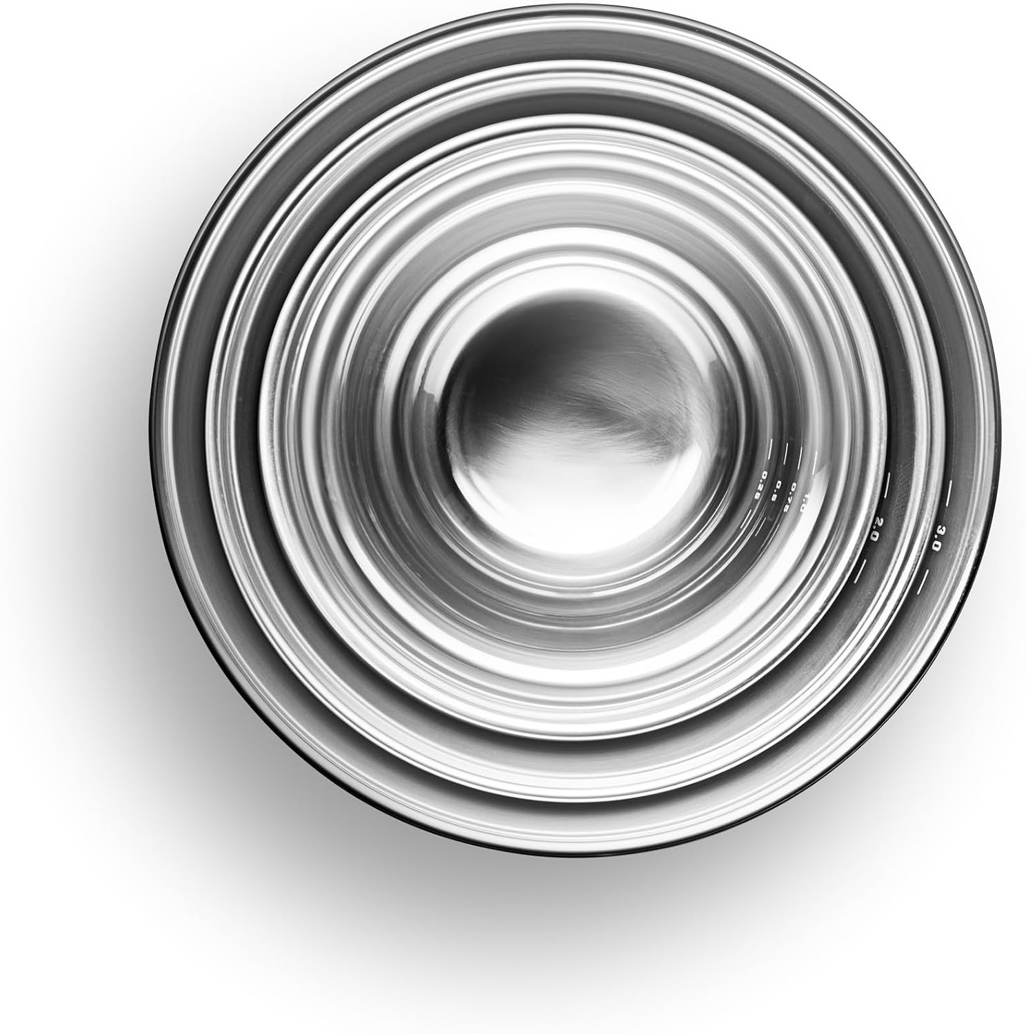 Eva Solo | Green tools Mixing bowl set 3 pcs. | Set of three stackable mixing bowls with round base and tall sides | Brushed steel