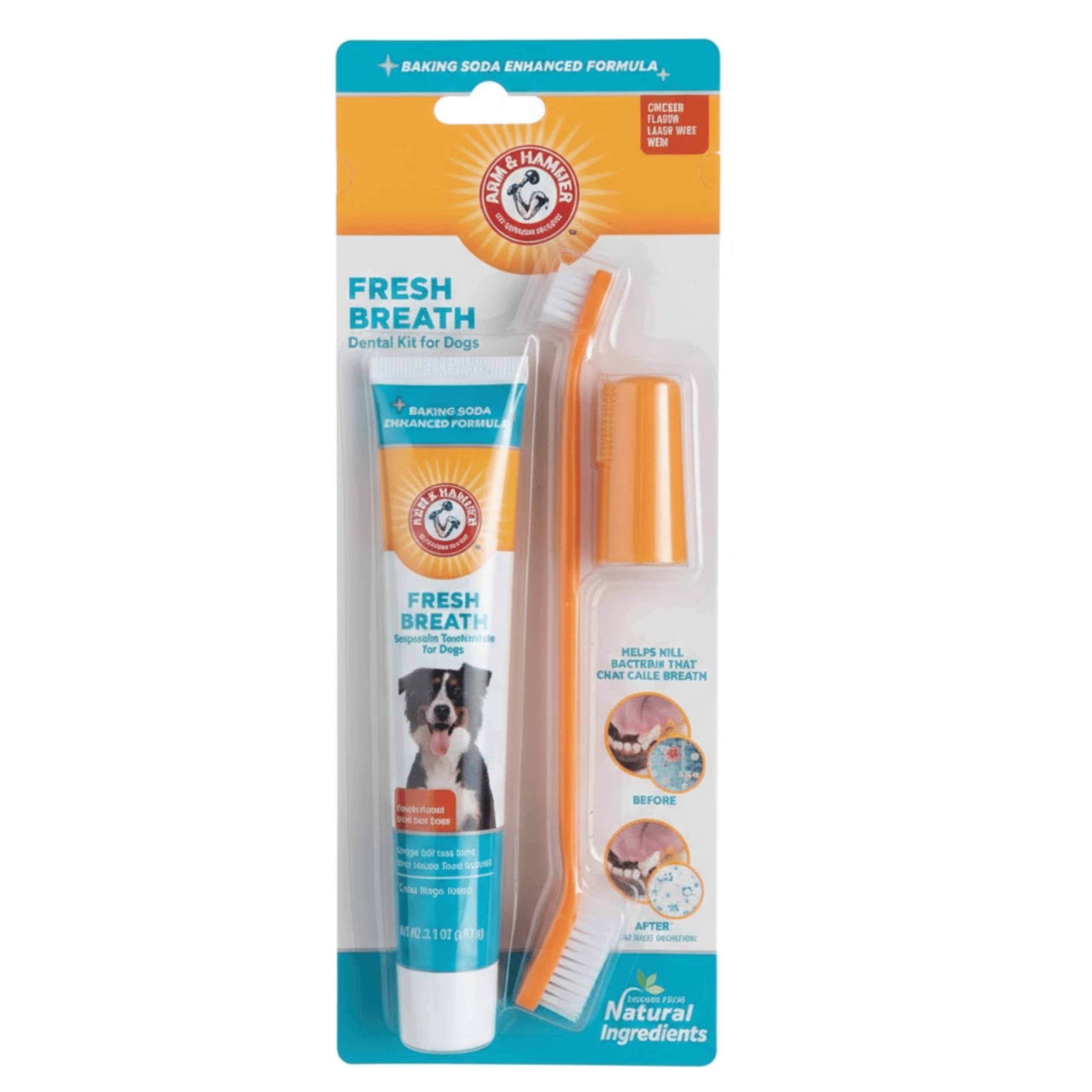 Arm & Hammer Advanced Pet Care Enzymatic Toothpaste & Brush Set for Dogs, Poultry Flavor, Whitening, Freshening