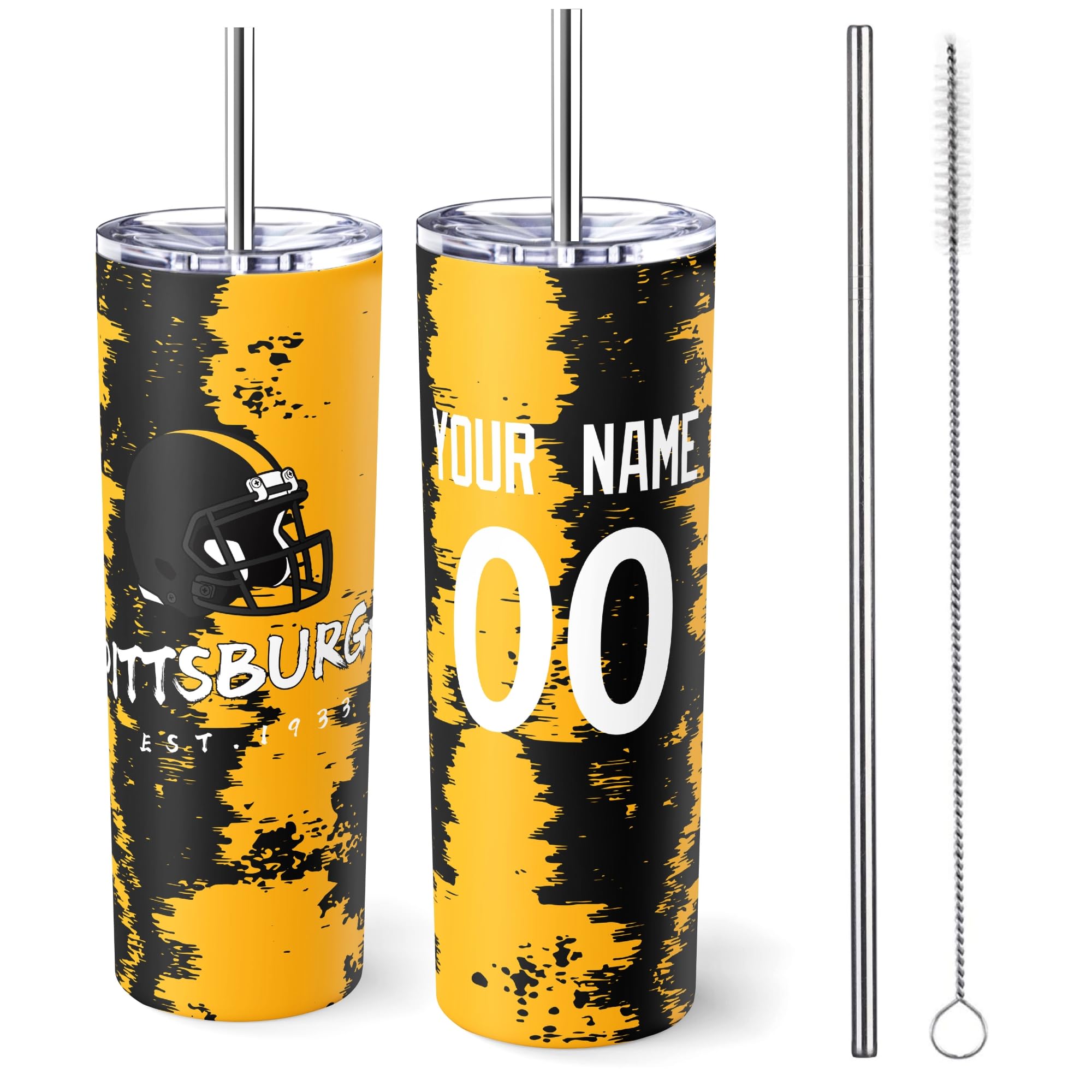 ANTKING Pittsburgh Tumbler 20oz Travel Mug Custom Name Number Gift
