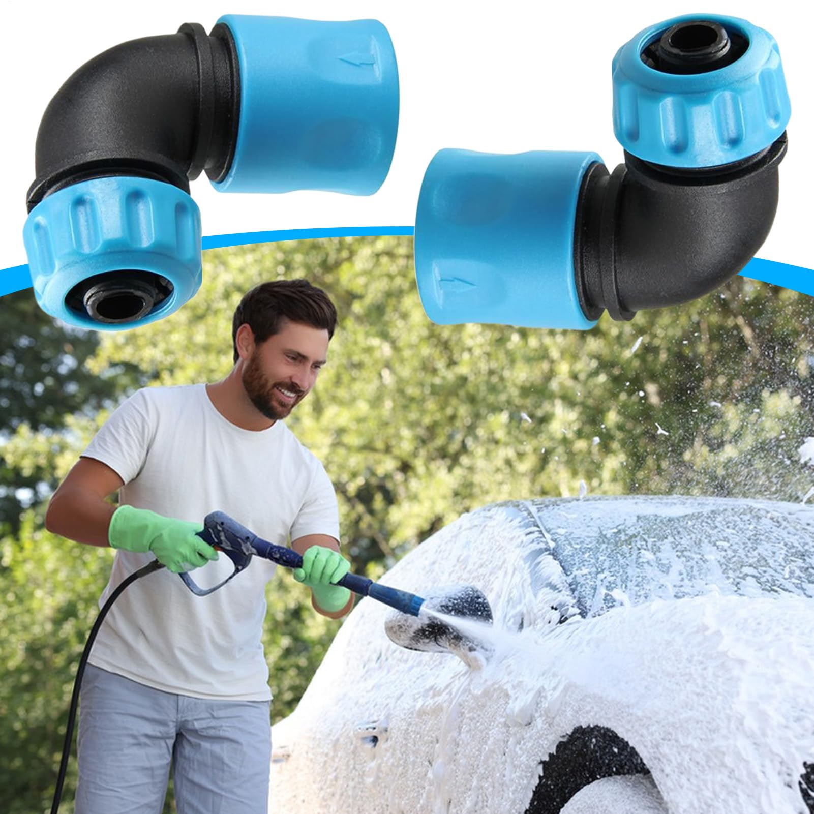 Raccordo Tubo Di Irrigazione, Parti Di Tubo Di Irrigazione, 2 X Divisore Rapido Rubinetto Acqua Con Ugello Ad Angolo Di 90 Gradi Per Di Irrigazione Prato Cucina
