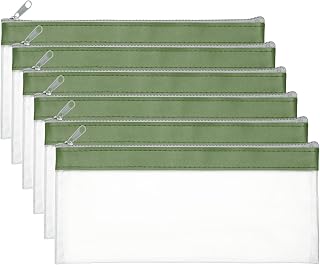 PATIKIL Bolsas de Dinero de 8.7x3.9 Pulgadas con Cremallera, 6 Piezas Bolsas de Depósito de Efectivo de PVC Transparente para Billetes de Monedas Cosméticos, Verde