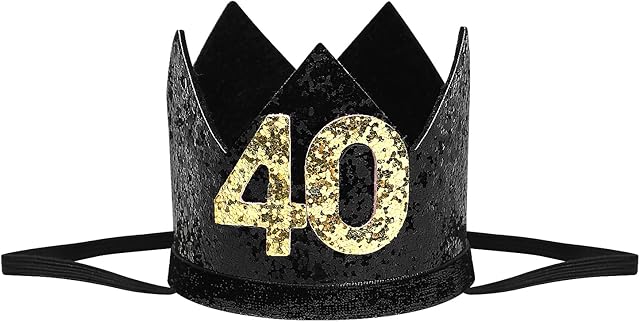 Amosfun 40th Birthday Crown Hats Glitter Birthday Party Headband Happy Birthday Party Hats Birthday Party Decoration Photo Props for Kids And Adults