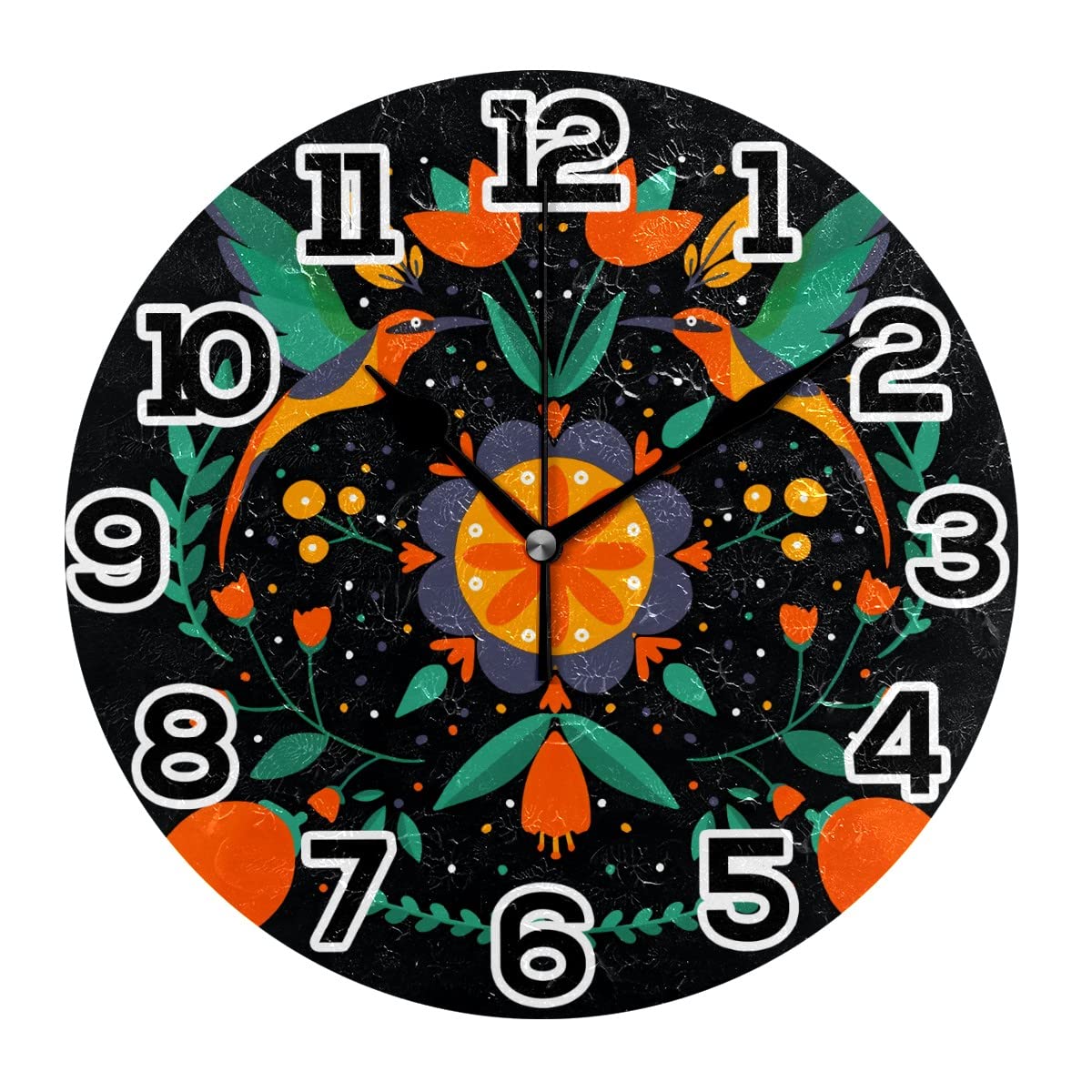 Horloge silencieuse sans tic-tac à quartz Folk Art pour salon
