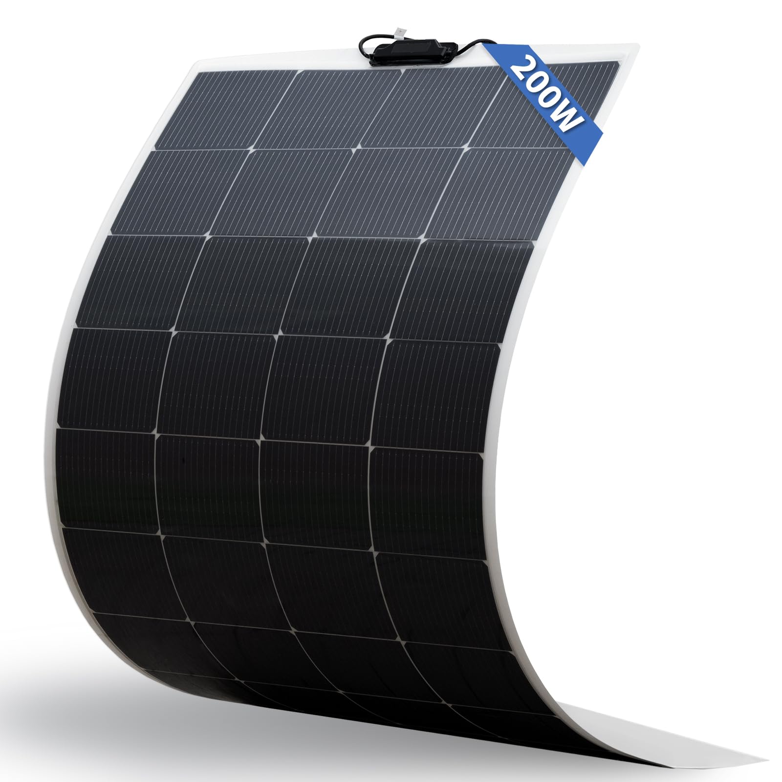 BougeRV CIGS Flexibel zonnepaneel, 200 W, 22.5 V, 360 graden ETFE fotovoltaïsch paneel, off-grid voor 12 V batterijen, caravan, camping, tuin, boot, jacht, oneffen oppervlakken, balkonkrachtcentrale