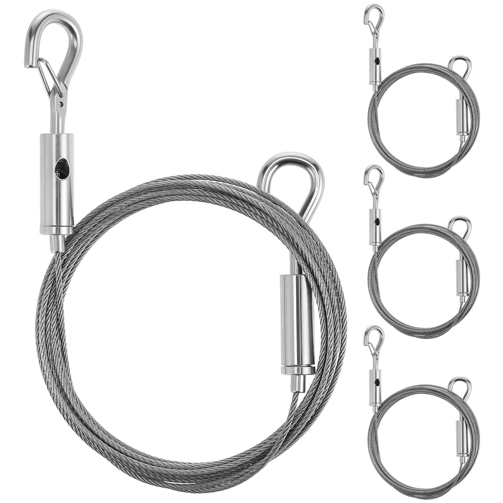 Fil suspendre acier inoxydable 304 : kit 4 cordes réglables pour luminaire de plafond et tableau