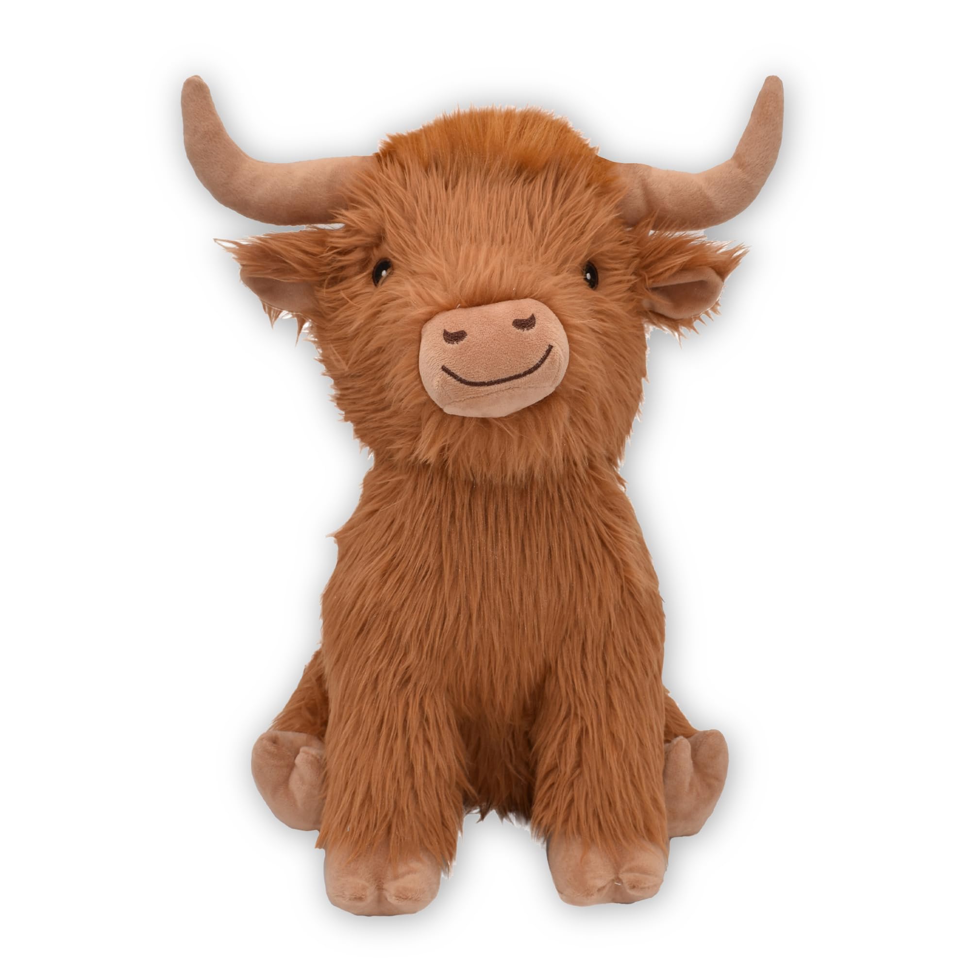 HAPPYPET Highland Cow Jumbo Large Plush Dog Toy Supersoft Stuffed Animal Character Huggable Comfortable Companion Enjoyable for Pets
