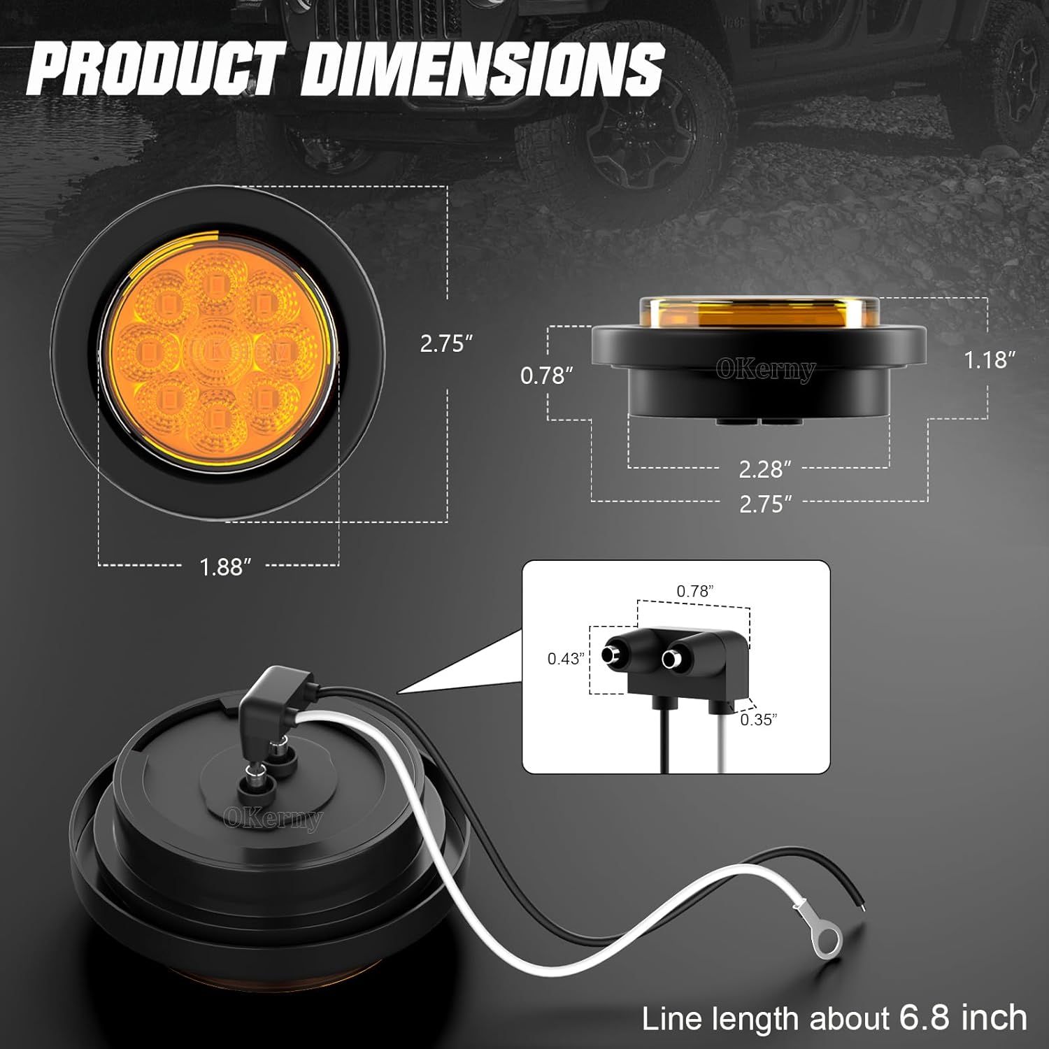 10-Pack 2 Inch LED Marker Lights, 5 Red + 5 Amber Flush Mount, Waterproof 12V Side Clearance Turn Signal Lights for Truck Trailer RV Camper