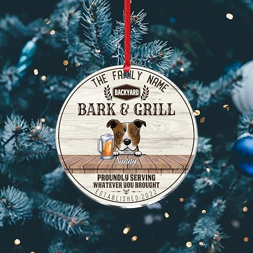 Vista 14 de SILYHEART Presa Canario Christmas Acrylic Ornament Dogs Welcome Ceramic Christmas Keepsake Family Dog Name Funny Christmas Memorial Gifts for Mom