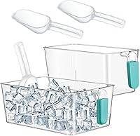 Vista 19 de Havawish Juego de 2 Recipientes para Hielo y Cucharones Flexibles de Plástico para Congelador con Asa Extraíble, Cubo de Almacenamiento Transparente