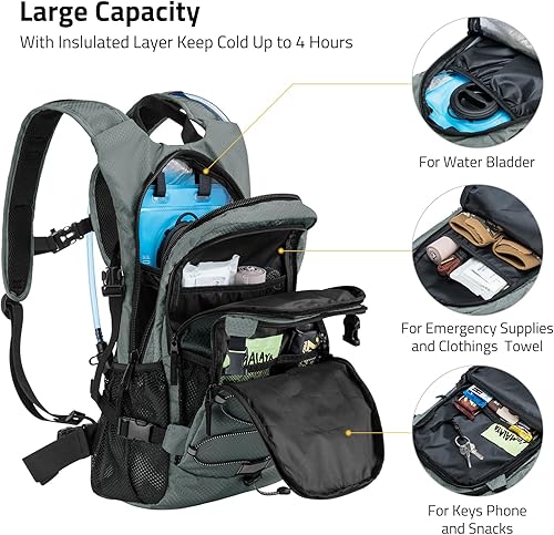 Miniatura 3 de CVLIFE Mochila de hidratación con bolsa de agua de 3 L, mochila de agua de senderismo para hombres y mujeres, ligera, bolsa de agua aislante ligera