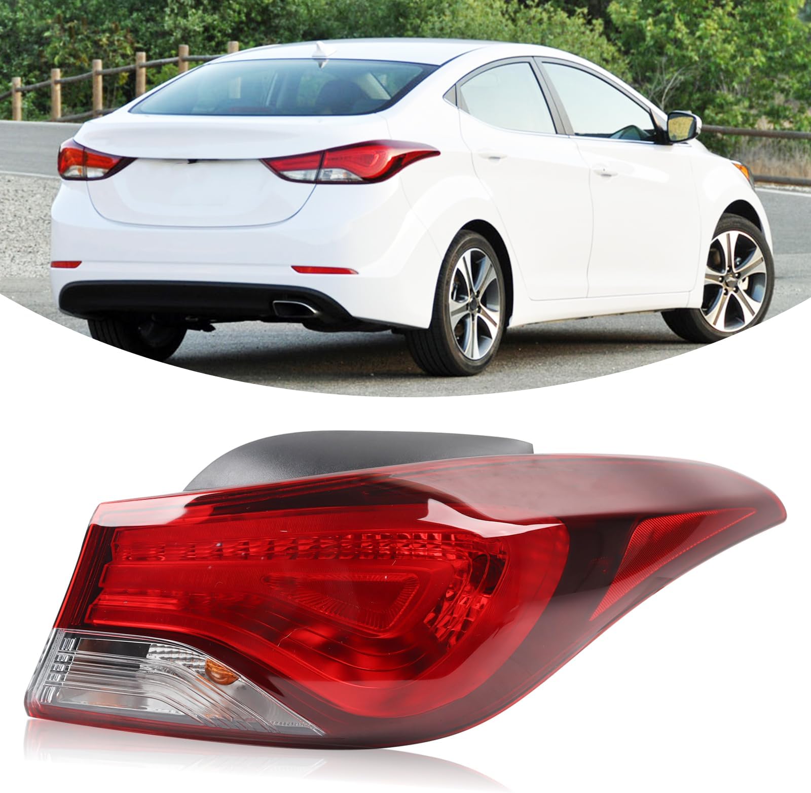 Tail Light Assembly Compatible With 2014-2016 Hyundai Elantra Tail Lamp Right Passenger Side Replacement HY2805130 924023X230 11675790
