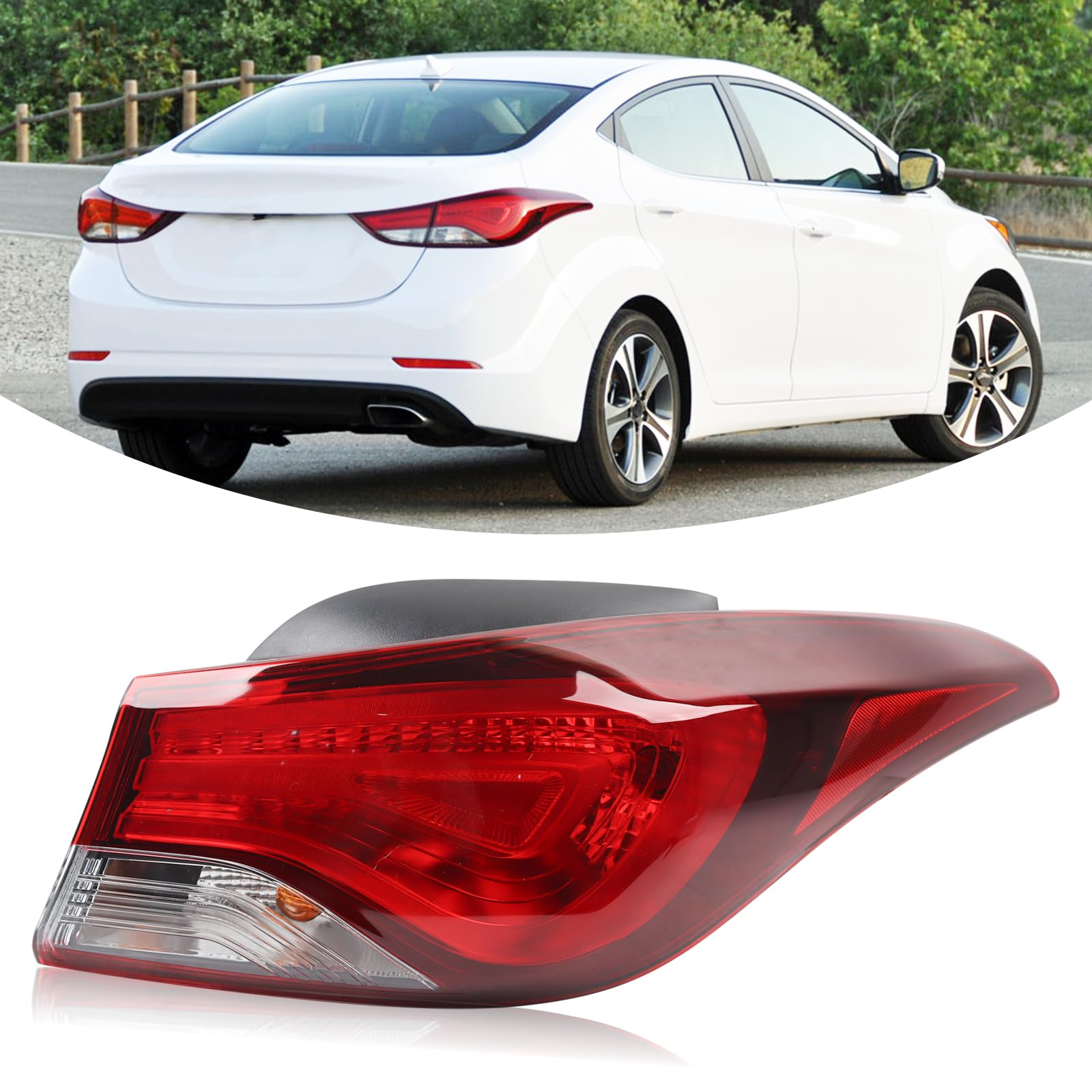 Tail Light Assembly Compatible With 2014-2016 Hyundai Elantra Tail Lamp Right Passenger Side Replacement HY2805130 924023X230 11675790