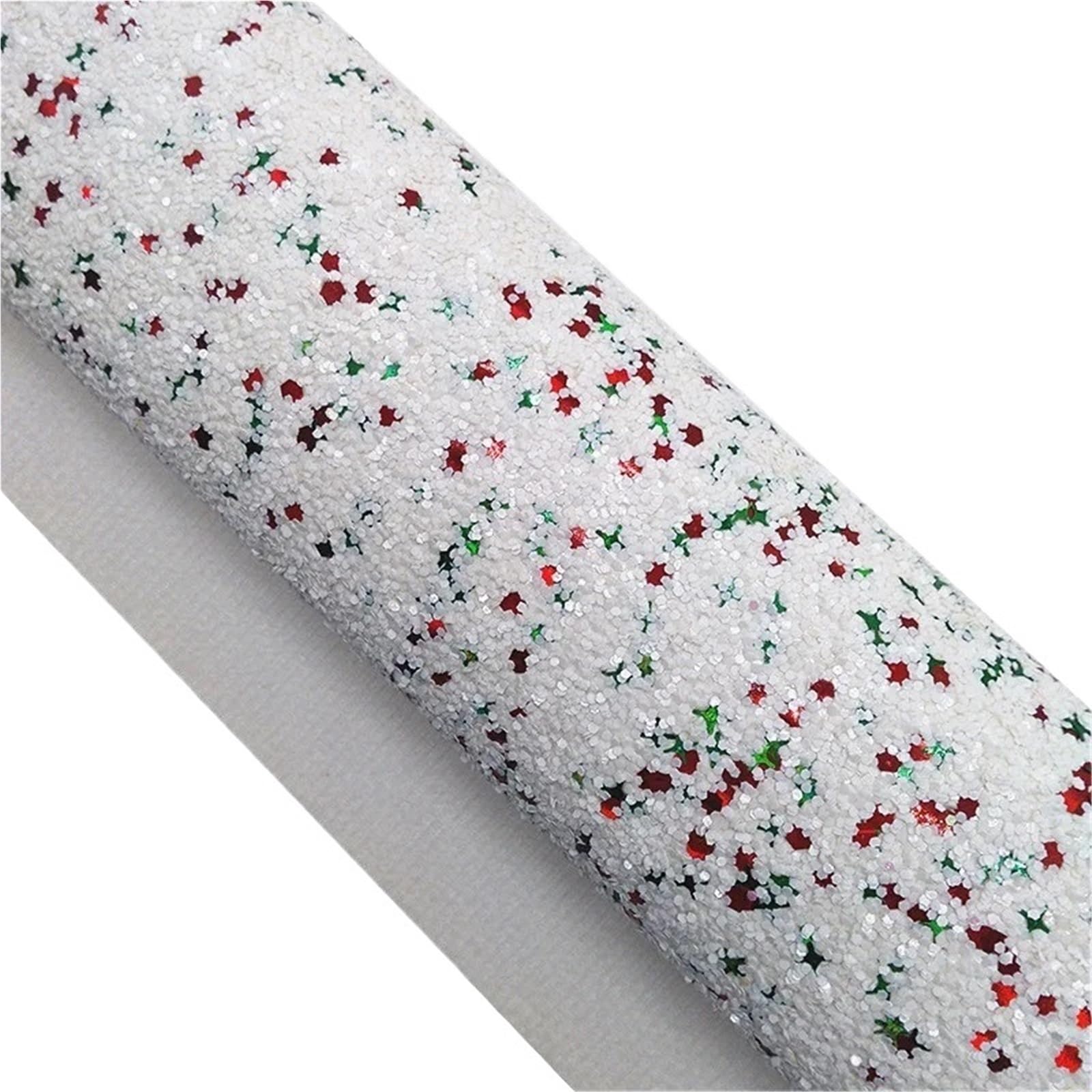 Sparkle PU Leather Fabric Chunky Glitter Faux Vinyl Fabric with Felt Backing Leather Sheets for Earrings Bows DIY Craft 21X29CM