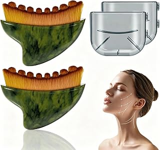 2-Pack Lymphatic Contour Face Brush,3-in-1 Lymphatic Brush,0.075mm Ultra-Soft Bristles Gua Sha Facial Tools, for Lymphatic Drainage, Less Puffy Look, Sculpt & Relax