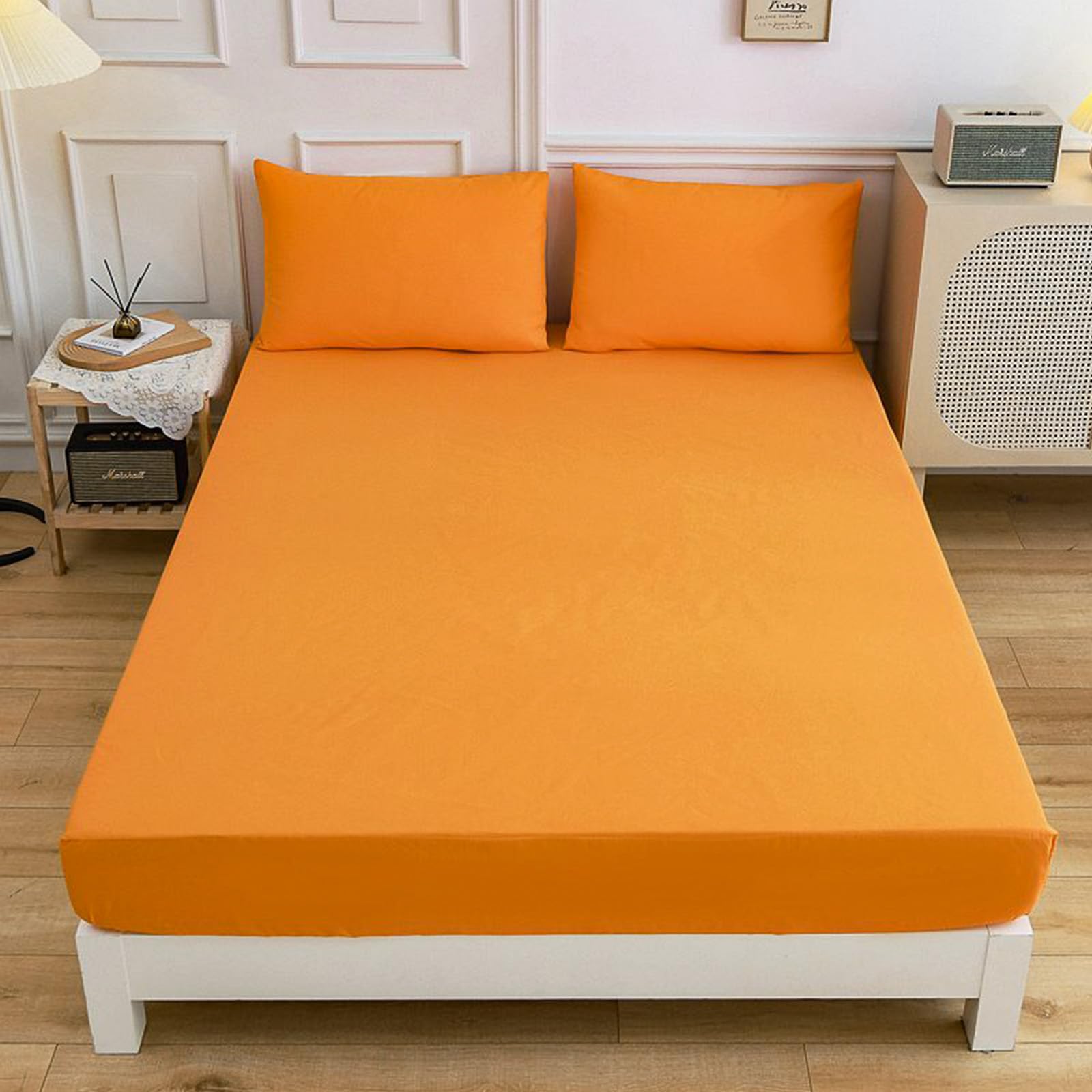 Lukery Lenzuolo con Angoli Una Piazza e Mezza, Morbida Microfibra Coprimaterasso Matrimoniale, Tinta Unita Letto Singolo Doppio Sovrapposizioni di Toppers con Angoli Elastici (2 x Federa,Verde