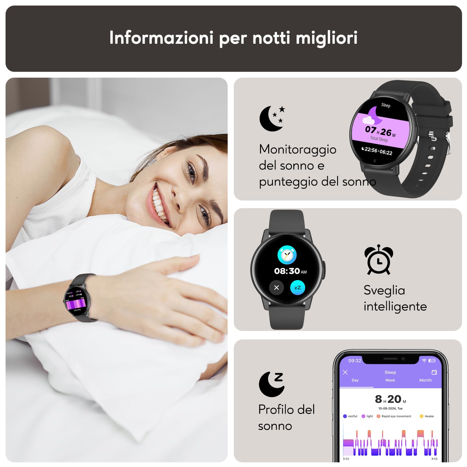 AcclaFit Smartwatch Donna Uomo, 1.38" Touch Screen Smartwatch con Effettua/Risposta Chiamate, Fitness Tracker con Pressione Sanguigna e Monitor Sonno, 120+ Sport Step Counter per Android iOS