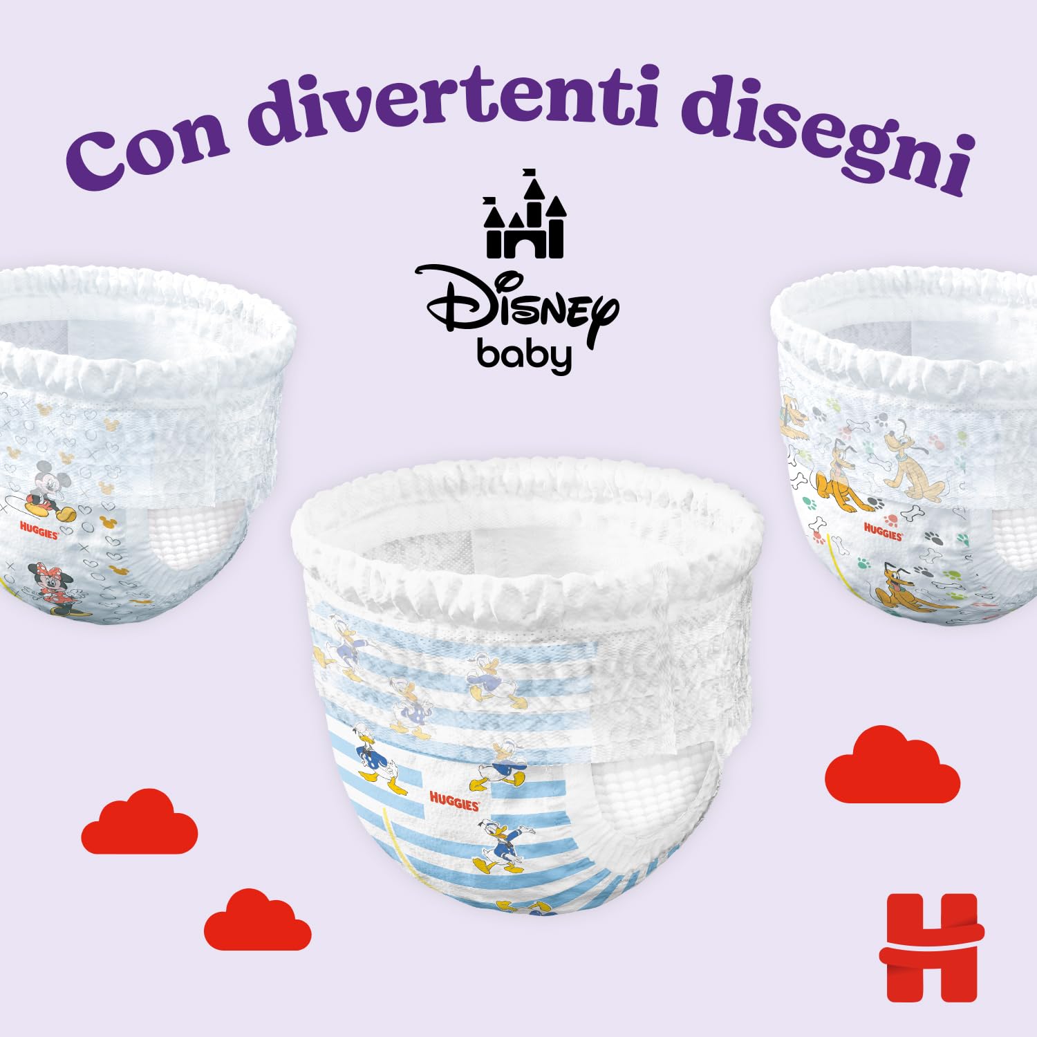 Huggies Little Movers Lot de 52 couches pour bébé Taille 6 (15-25 Kg), Ultra absorbante, Design Disney, Lot de 52